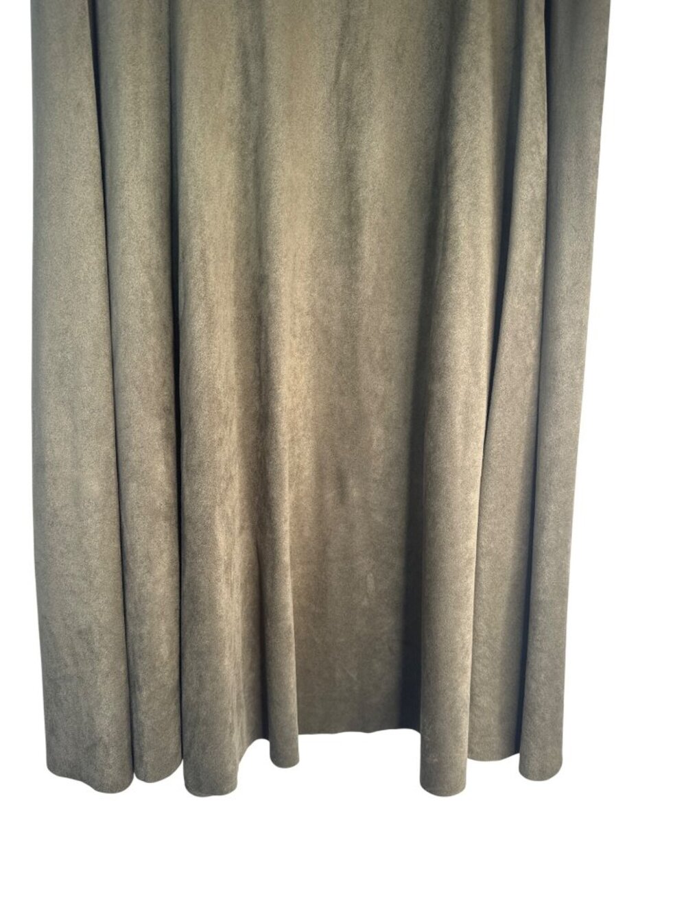 ZARA Olive Green Medium Faux Suede Midi High Waisted Skirt Polyester Blend - Picture 6 of 12